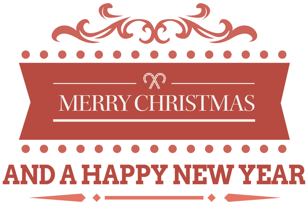 Merry Christmas and Happy New Year Wishes on Transparent Background