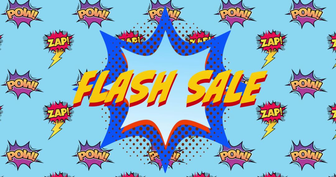 Retro Comic Style Flash Sale Announcement with Speech Bubbles