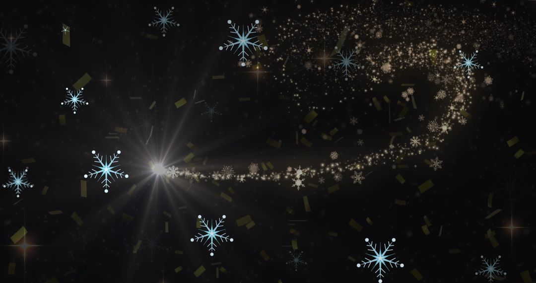 Festive Snowflakes and Sparkling Confetti on Black