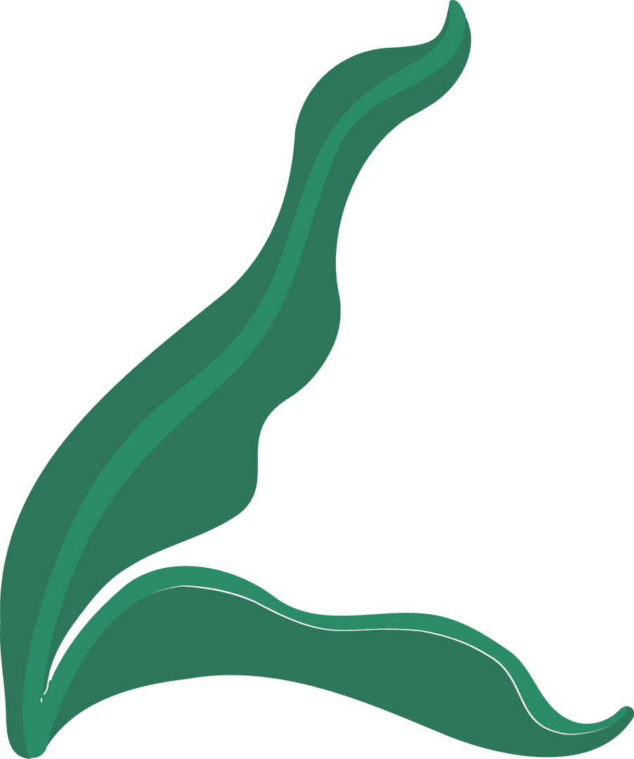 Transparent Organic Leaf Art with Flowing Green Shapes