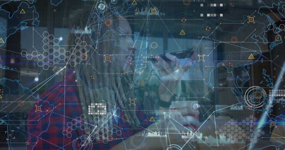 Tech Savvy Man Engaged in Digital Network Communication at Cafe