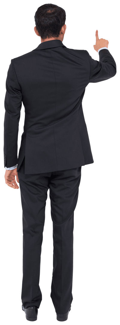 Transparent Businessman Pointing with Confidence on Isolated Background