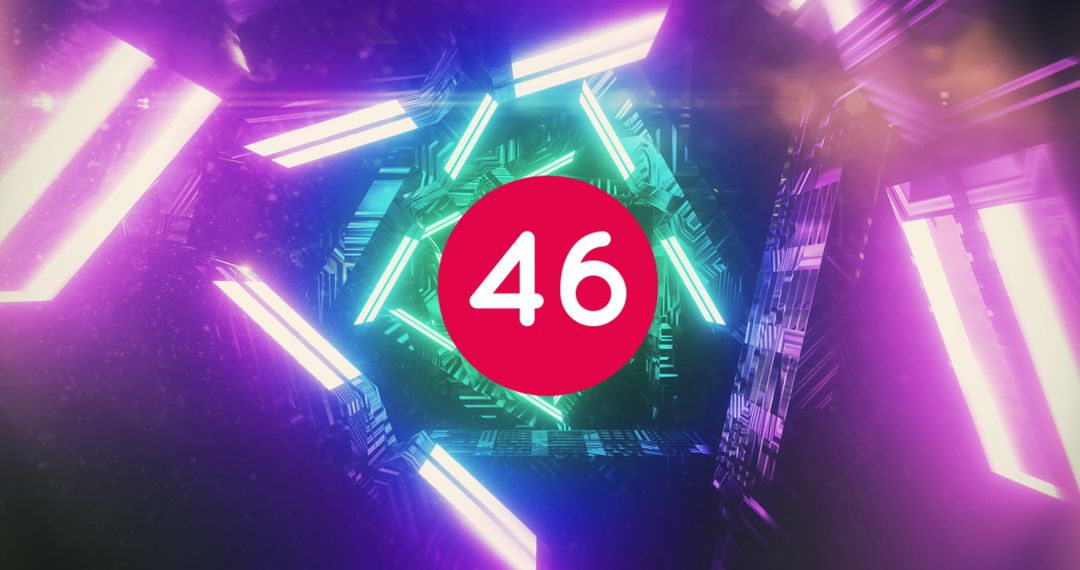 Futuristic Neon Digital Tunnel with Number 46