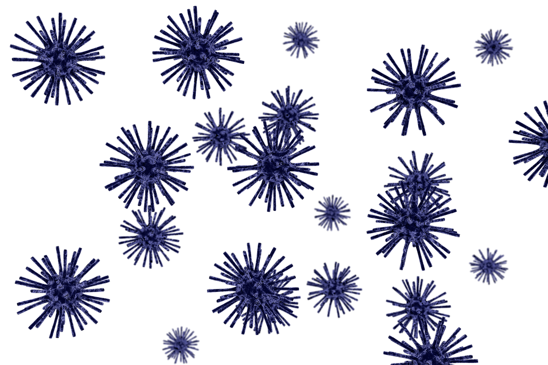 Transparent Blue Virus Illustration for Science Concepts