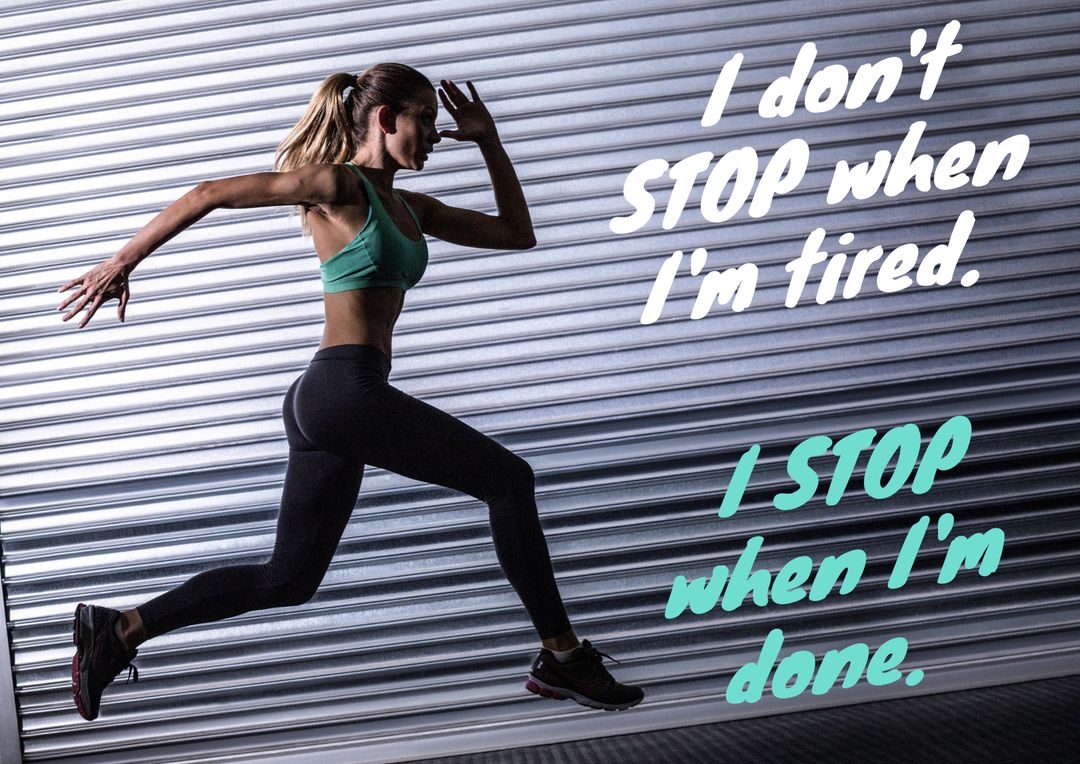 Focused Woman Running with Determination in Motivation Concept - Download Free Stock Templates Pikwizard.com