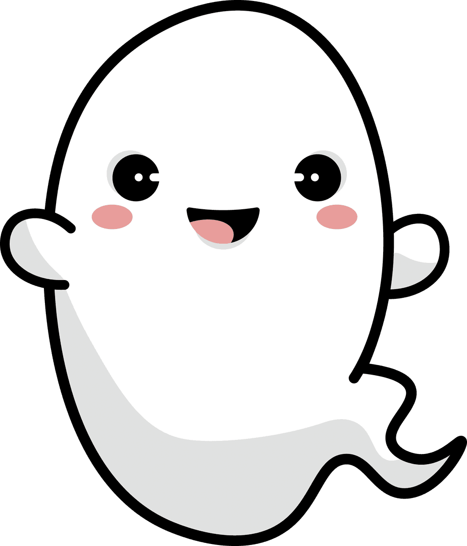 Smiling Friendly Ghost on Transparent Background for Halloween