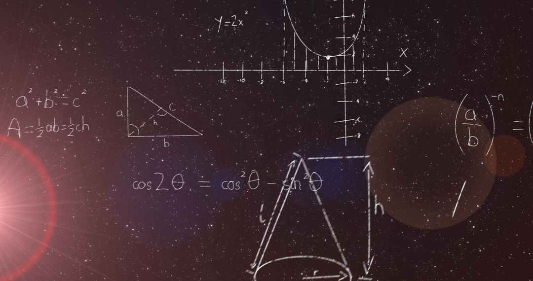 Mathematical Equations Overlaying Starry Night Sky Background