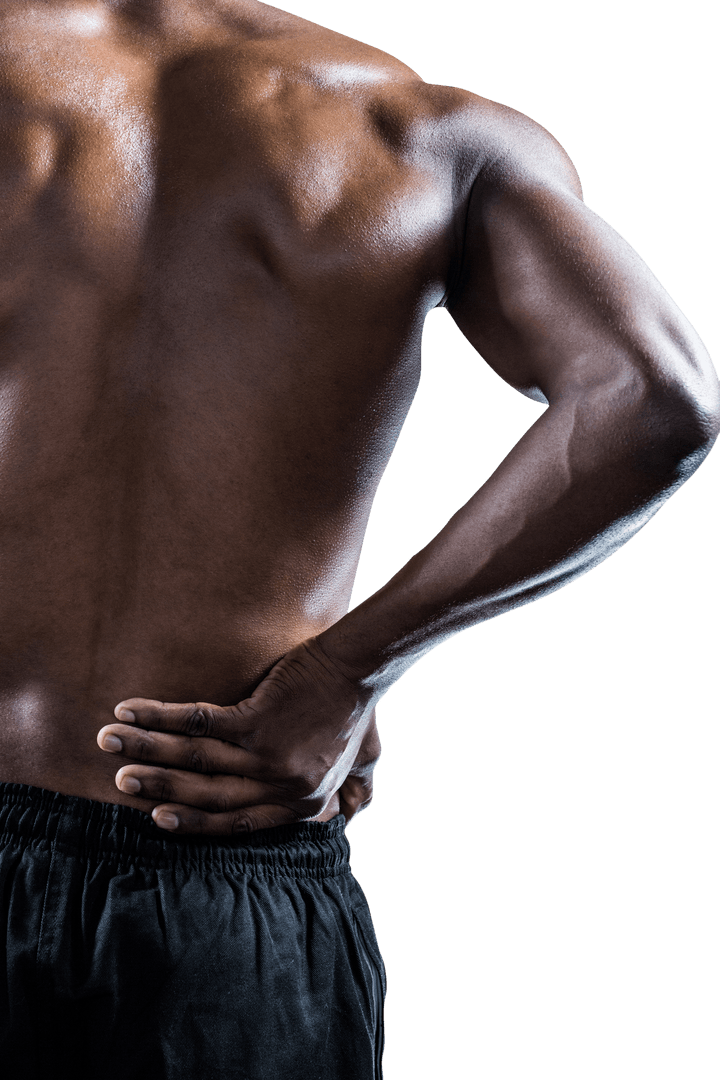 Transparent Image of Athlete with Hand on Sore Back