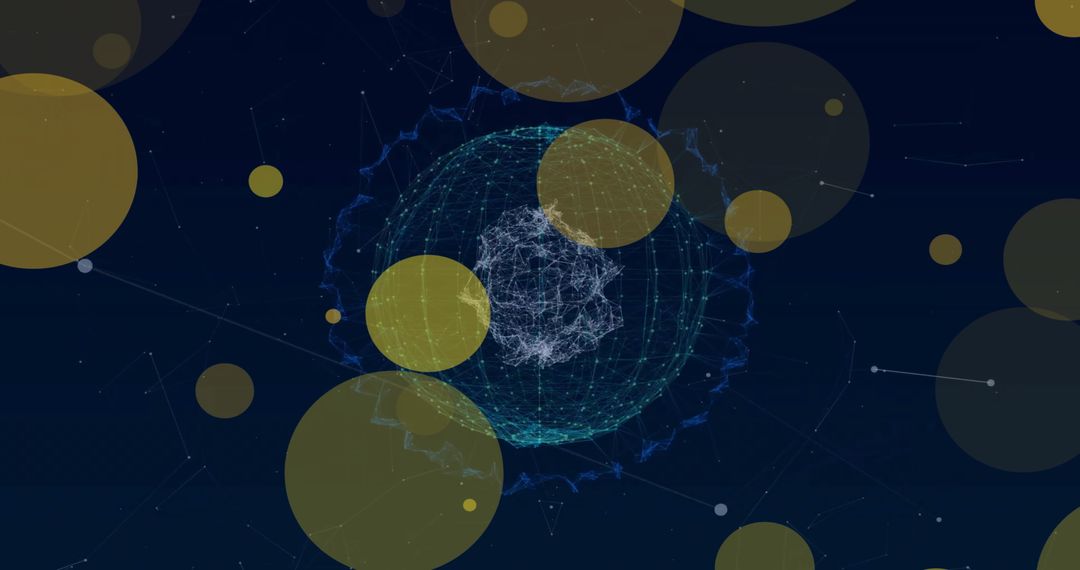 Abstract Global Connections and Data Network with Yellow Spots