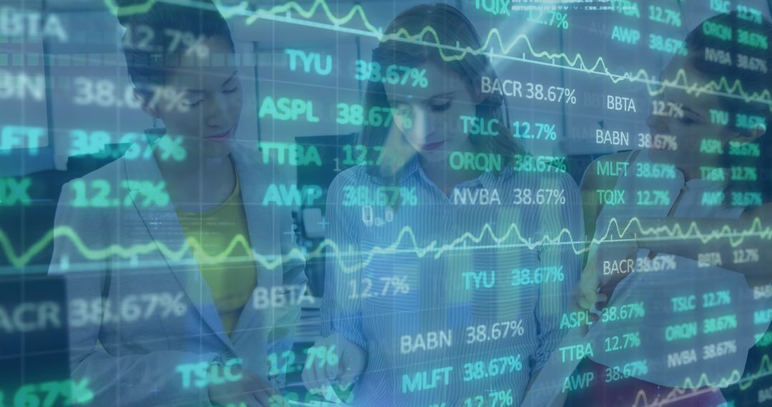 Business People Analyzing Stock Market Data with Digital Interface