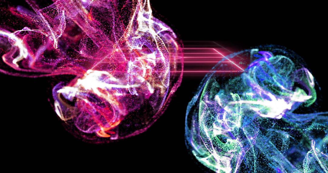 Vibrant Particle Network Over Neon Basketball Court