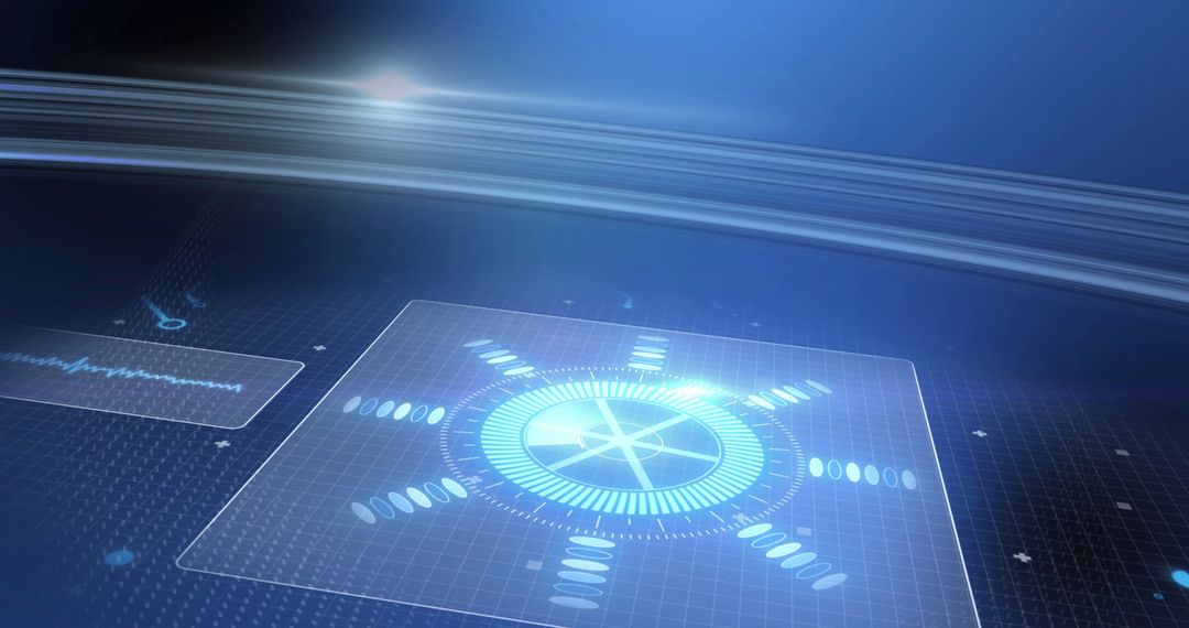 Futuristic Blue Interface with Digital Dashboard