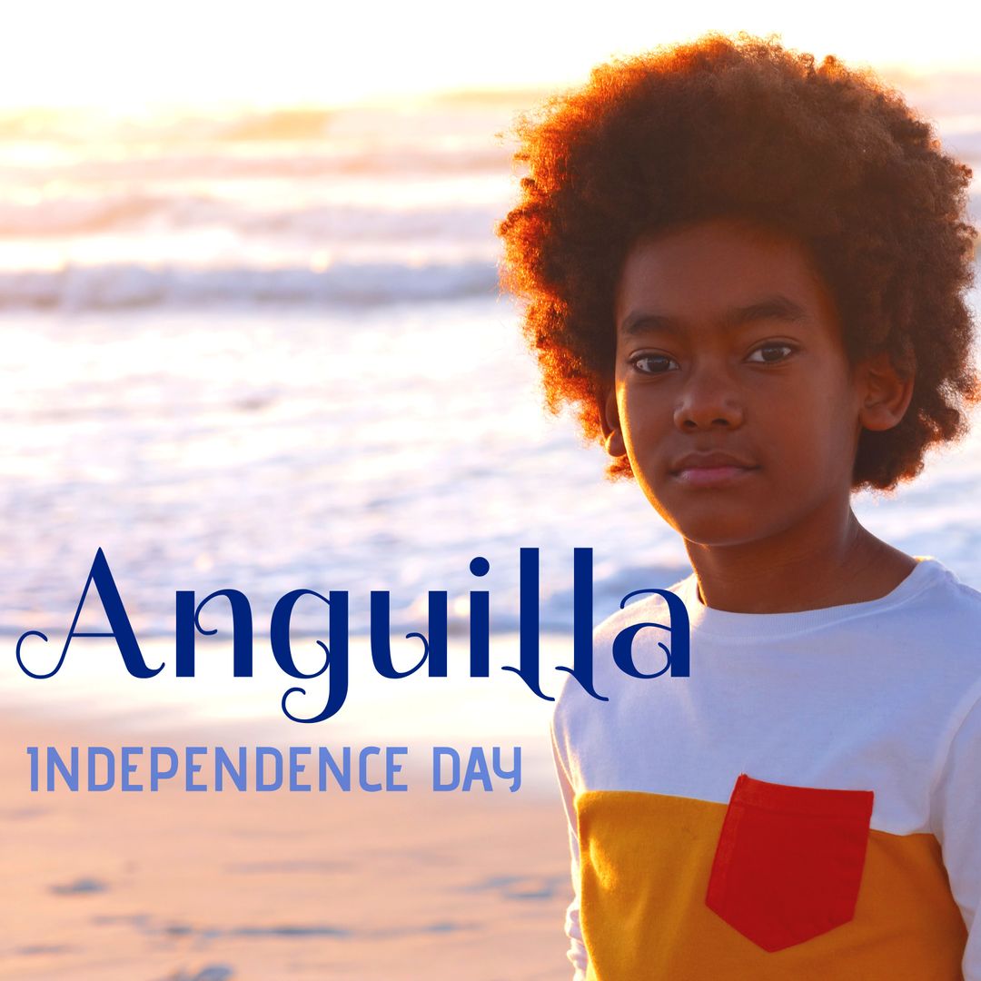 Child Celebrating Anguilla Independence Day at Beach