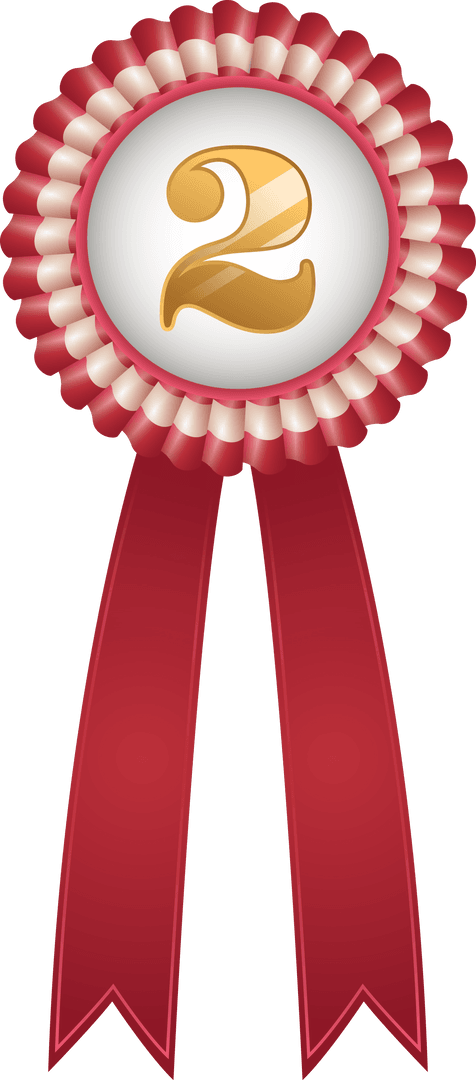 Second Place Award Ribbon on Transparent Background
