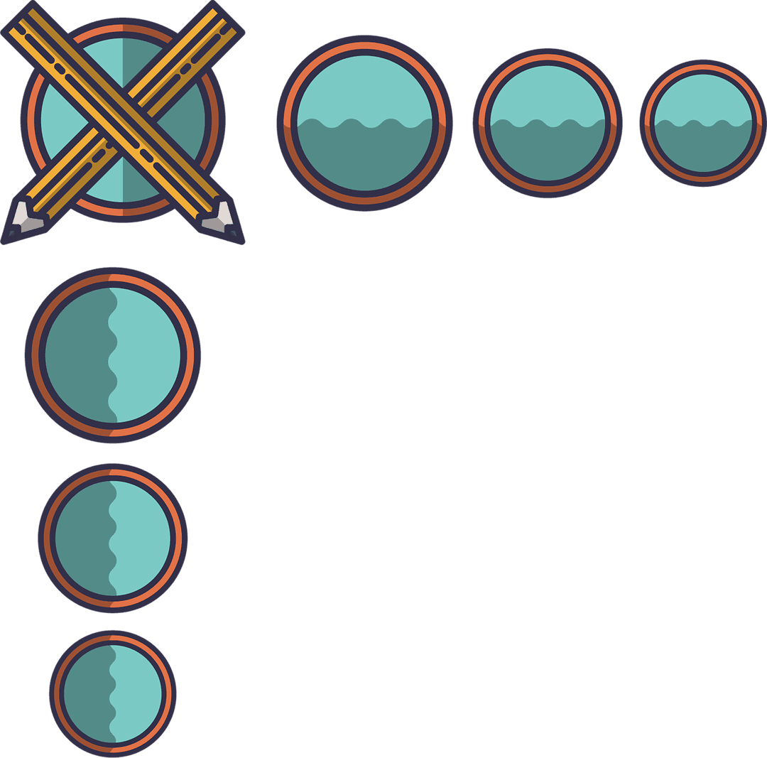 Abstract Circles and Pencils Pattern on Transparent Background