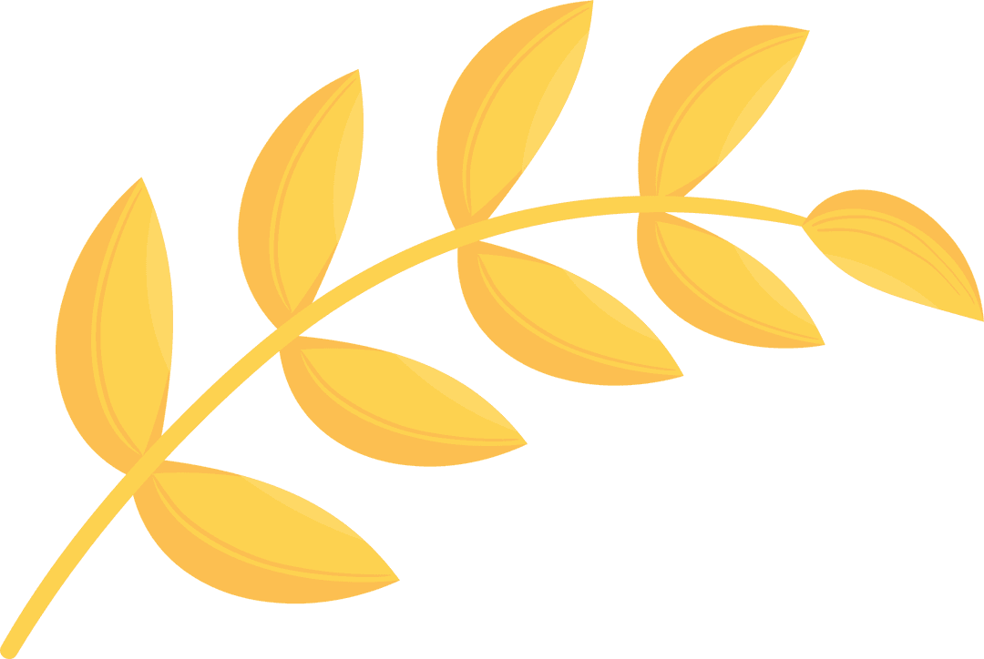 Golden Laurel Branch Symbol with Transparent Background Design