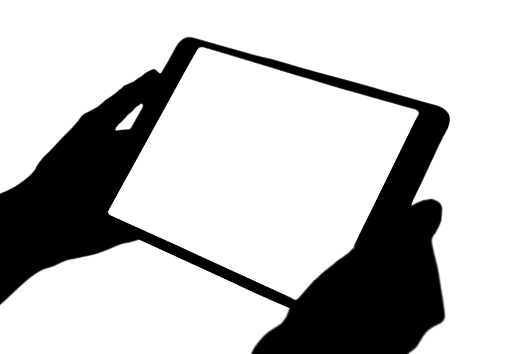 Transparent Silhouette Hands Holding Tablet Illustration