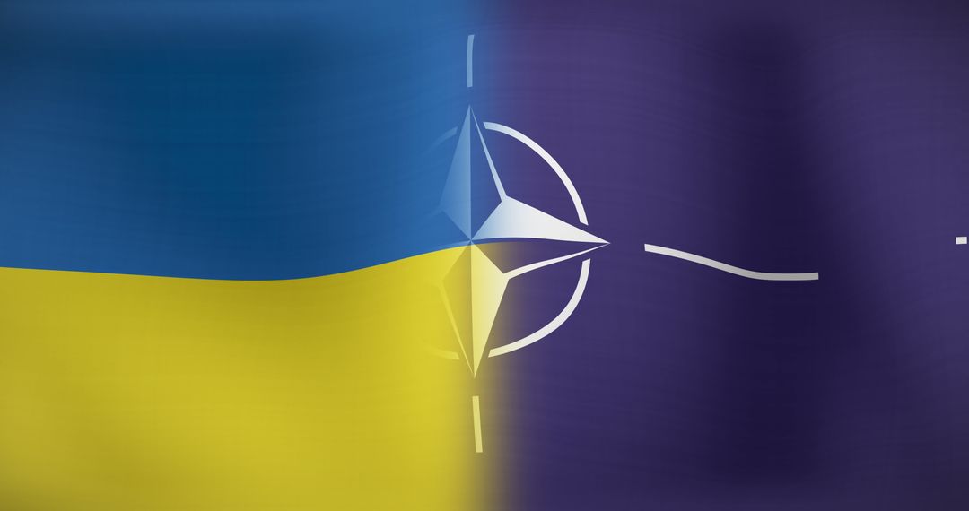 Ukraine and NATO Flags Merging as Symbol of Unity