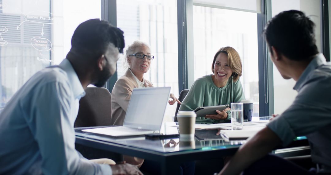 Diverse Team Collaborating in a Modern Office Setting