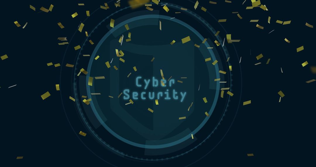 Cybersecurity Digital Interface with Shield and Confetti Effects