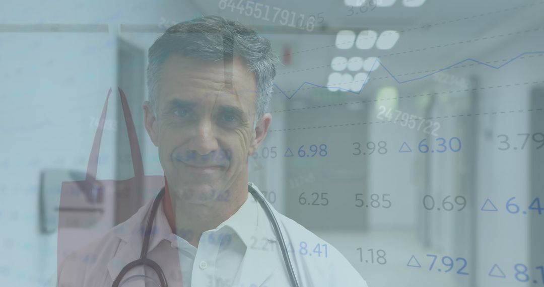 Doctor Analyzing Healthcare Data in Hospital Corridor