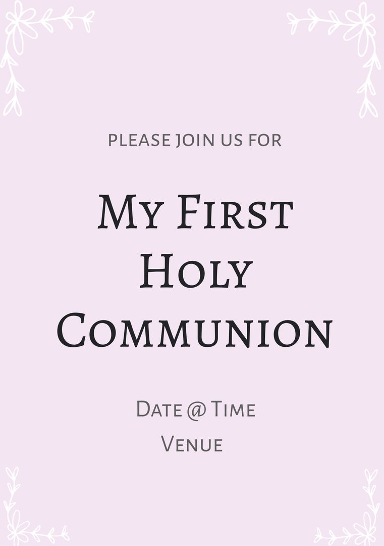 Elegant First Holy Communion Invitation with Floral Design