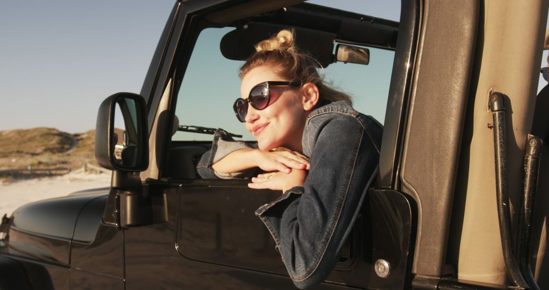 Woman Relaxing in SUV Looking Out Window During Sunset - Free Images, Stock Photos and Pictures on Pikwizard.com