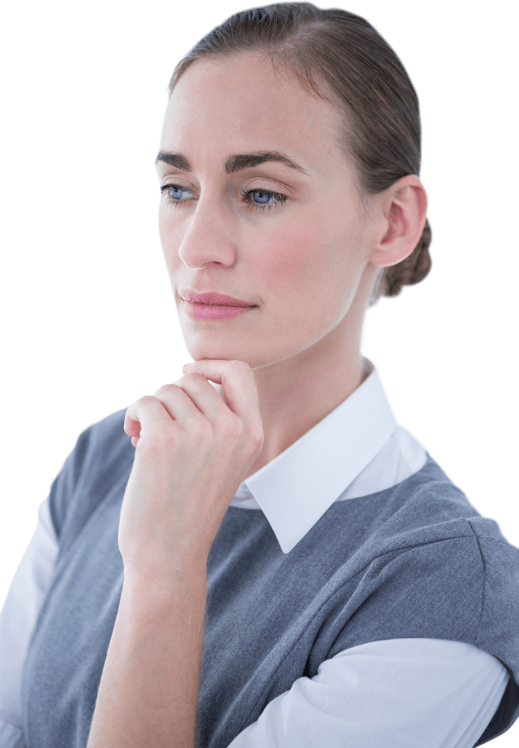 Transparent Businesswoman Contemplating Ideas Thoughtfully