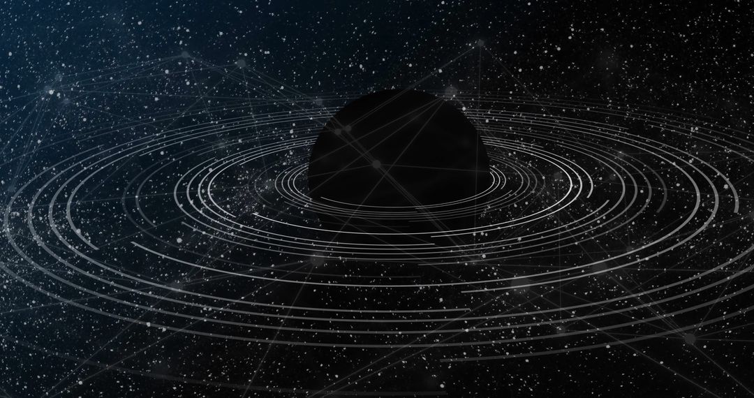 Digital Network Rings Surrounding Enigmatic Globe in Space