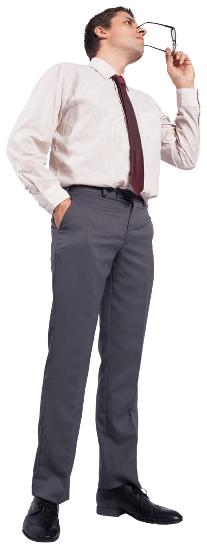 Confident Businessman Posing in Formal Attire on Transparent Background