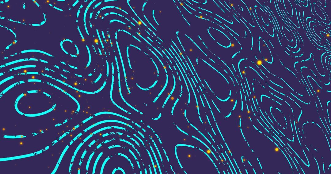 Abstract Blue Background with White Curves and Yellow Dots