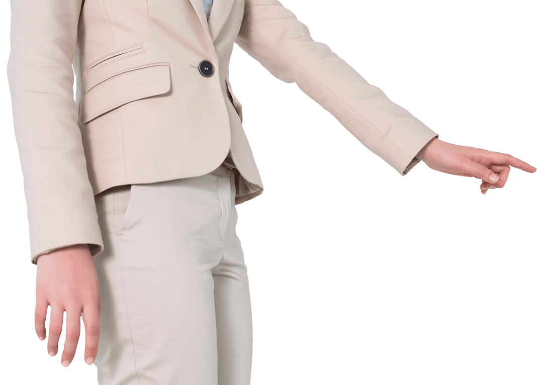 Businesswoman Pointing on Transparent Background for Professional Use