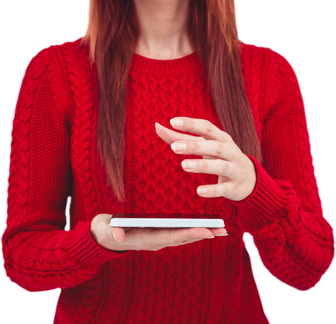 Transparent Hands Holding an Invisible Object Above Touchscreen Smartphone