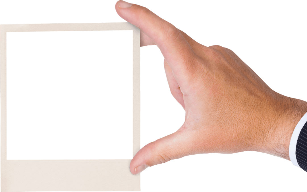 Transparent Hand Holding Empty Instant Photo Frame