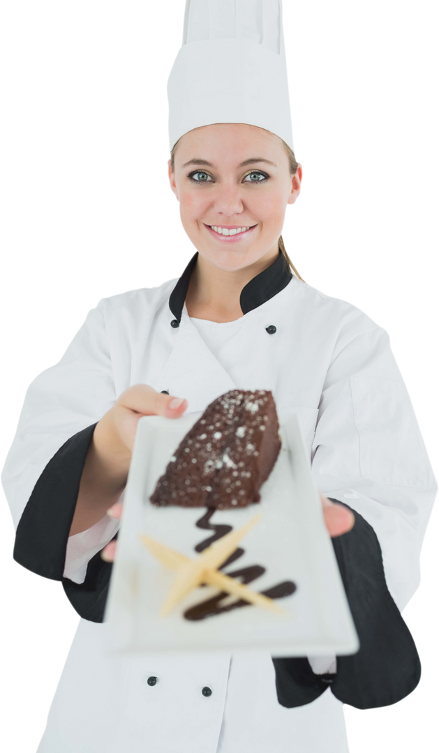 Transparent Creative Young Female Chef Offering Chocolate Dessert - Download Free Stock Images Pikwizard.com