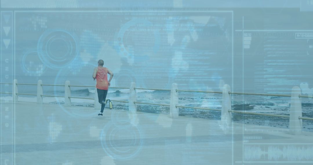 Runner with Futuristic HUD Overlay by Seaside