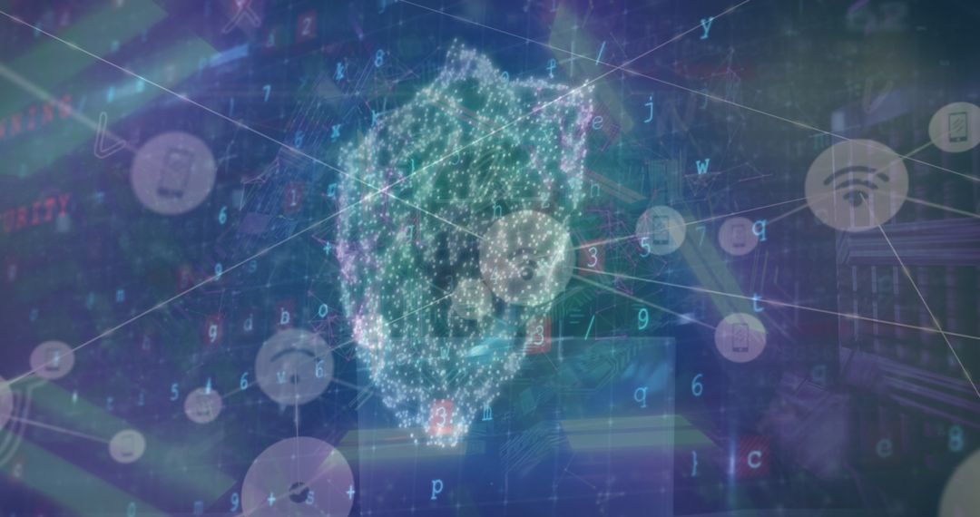 Futuristic Digital Shield with Cybersecurity Elements