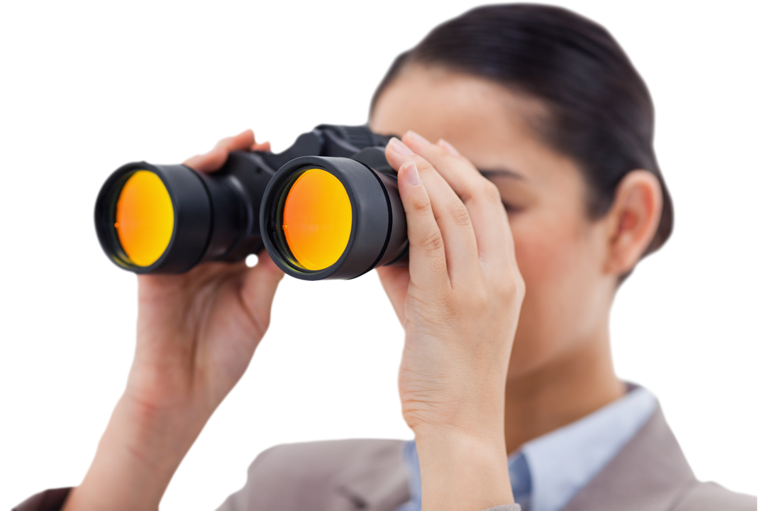 Transparent Brunette Businesswoman Holding Binoculars - Download Free Stock Images Pikwizard.com