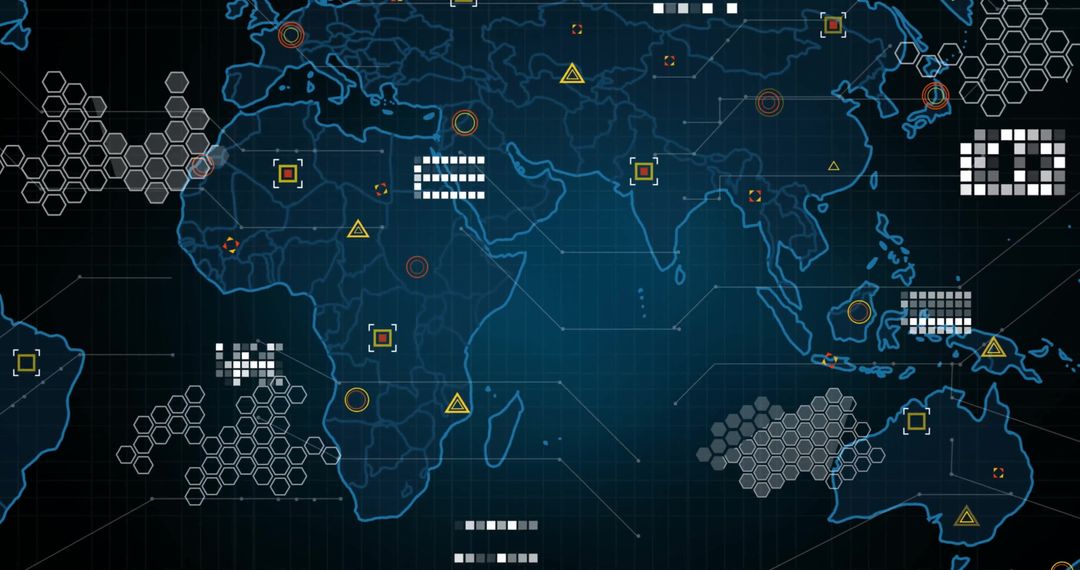 Digital Global Network with Data Overlay on World Map