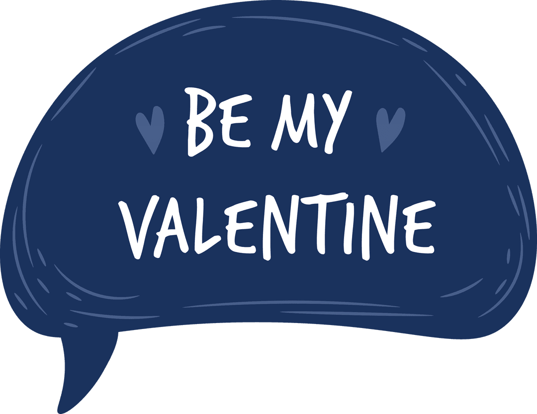 Blue Speech Bubble Saying Be My Valentine Transparent