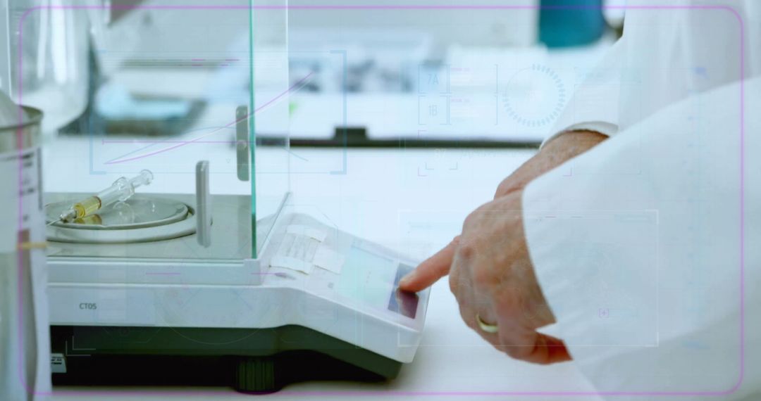 Scientist Operating Analytical Scale in Laboratory Environment