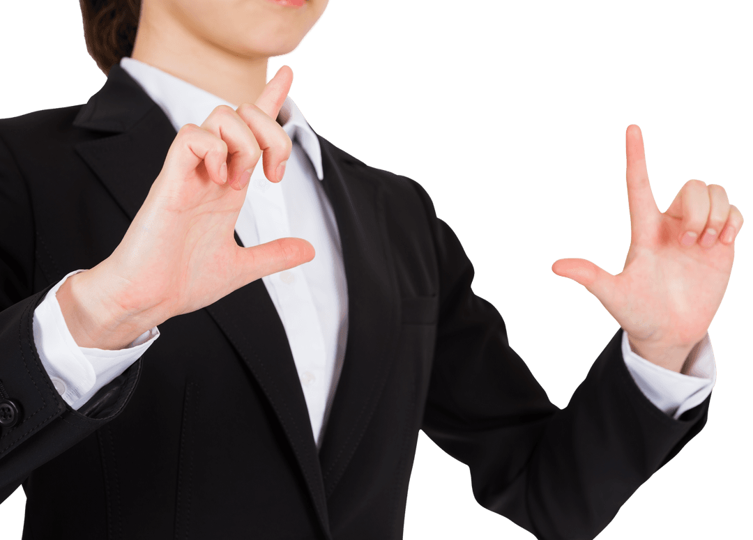 Businesswoman Gesture Control on Transparent Background