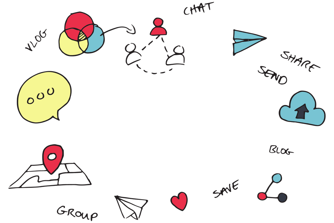 Transparent Conceptual Illustration of Network & Communication Symbols