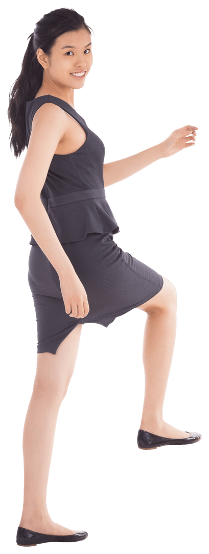 Asian Businesswoman Walking with Confident Expression on Transparent Background