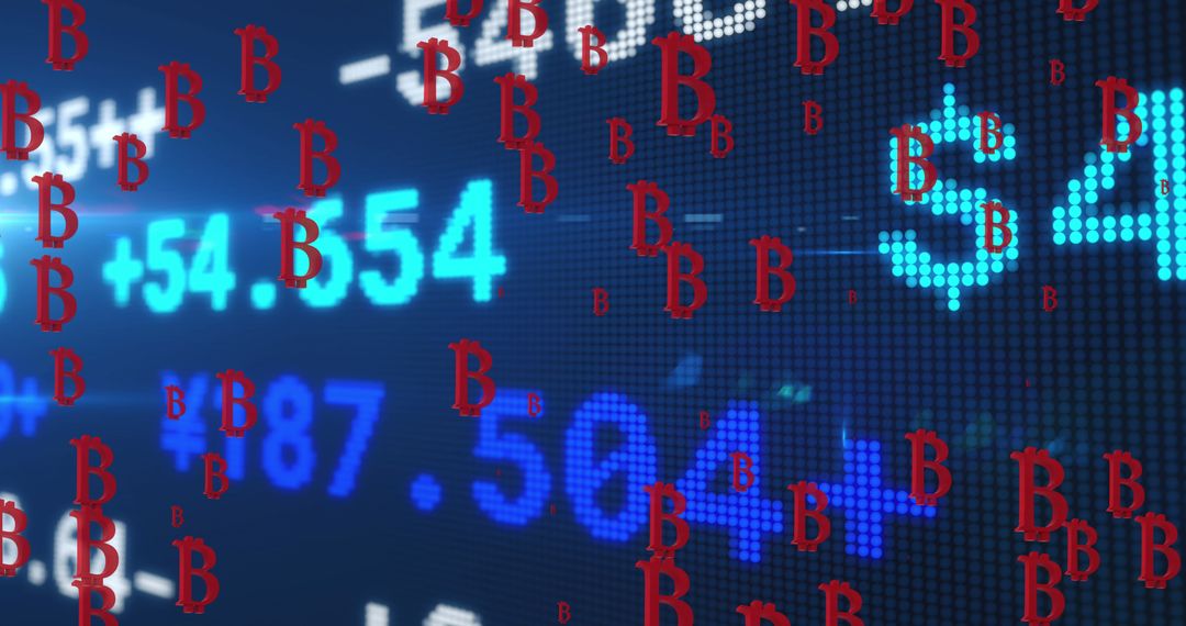Bitcoin Symbol Overlapping Stock Market Display