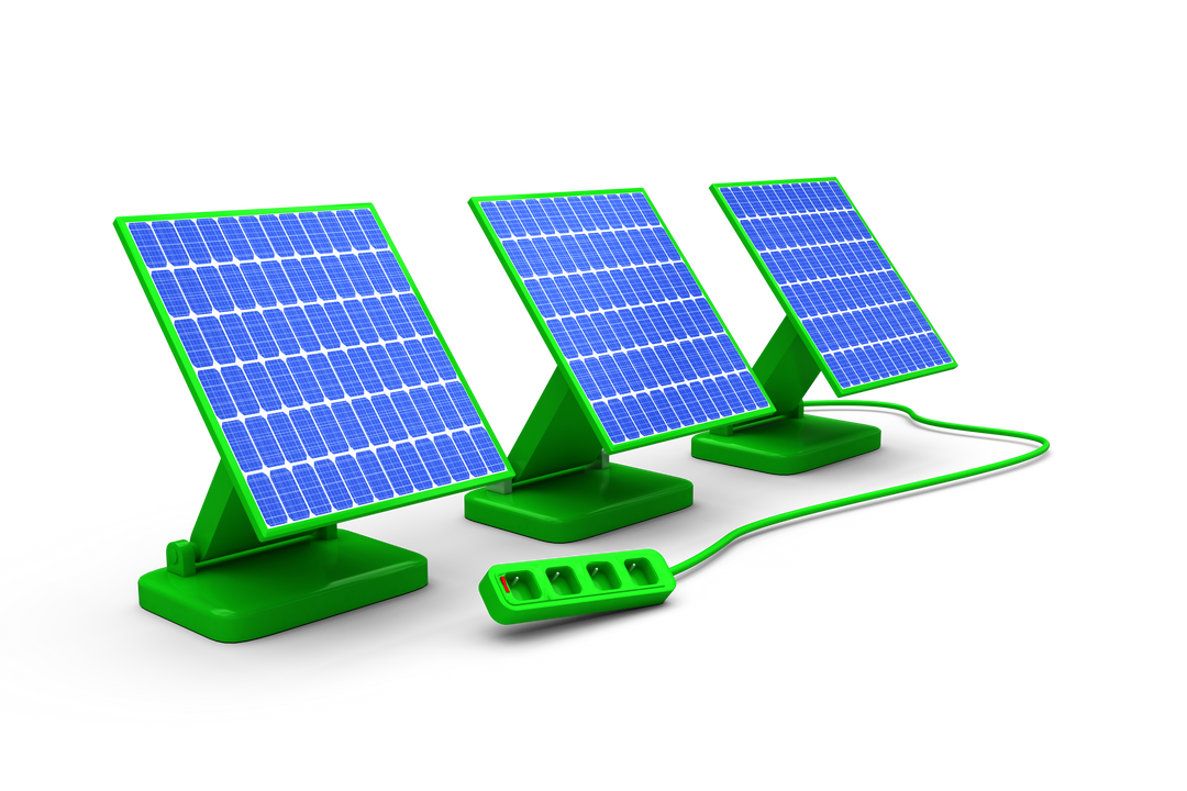 Transparent 3D Illustration of Solar Panels with Power Strip - Download Free Stock Images Pikwizard.com