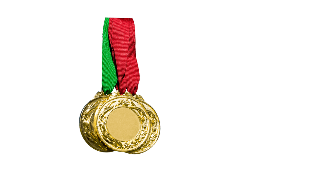 Golden Medals Trio on Transparent Background Signifying Achievement
