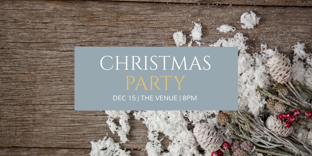 Festive Christmas Party Invite with Snowflakes and Berries