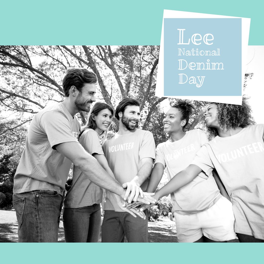 Diverse Team of Volunteers Cheering in Outdoor Setting
