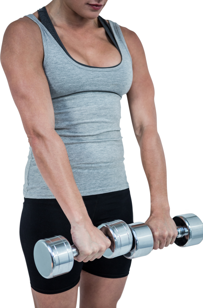 Muscular Woman Lifting Dumbbells in Transparent Background - Download Free Stock Images Pikwizard.com